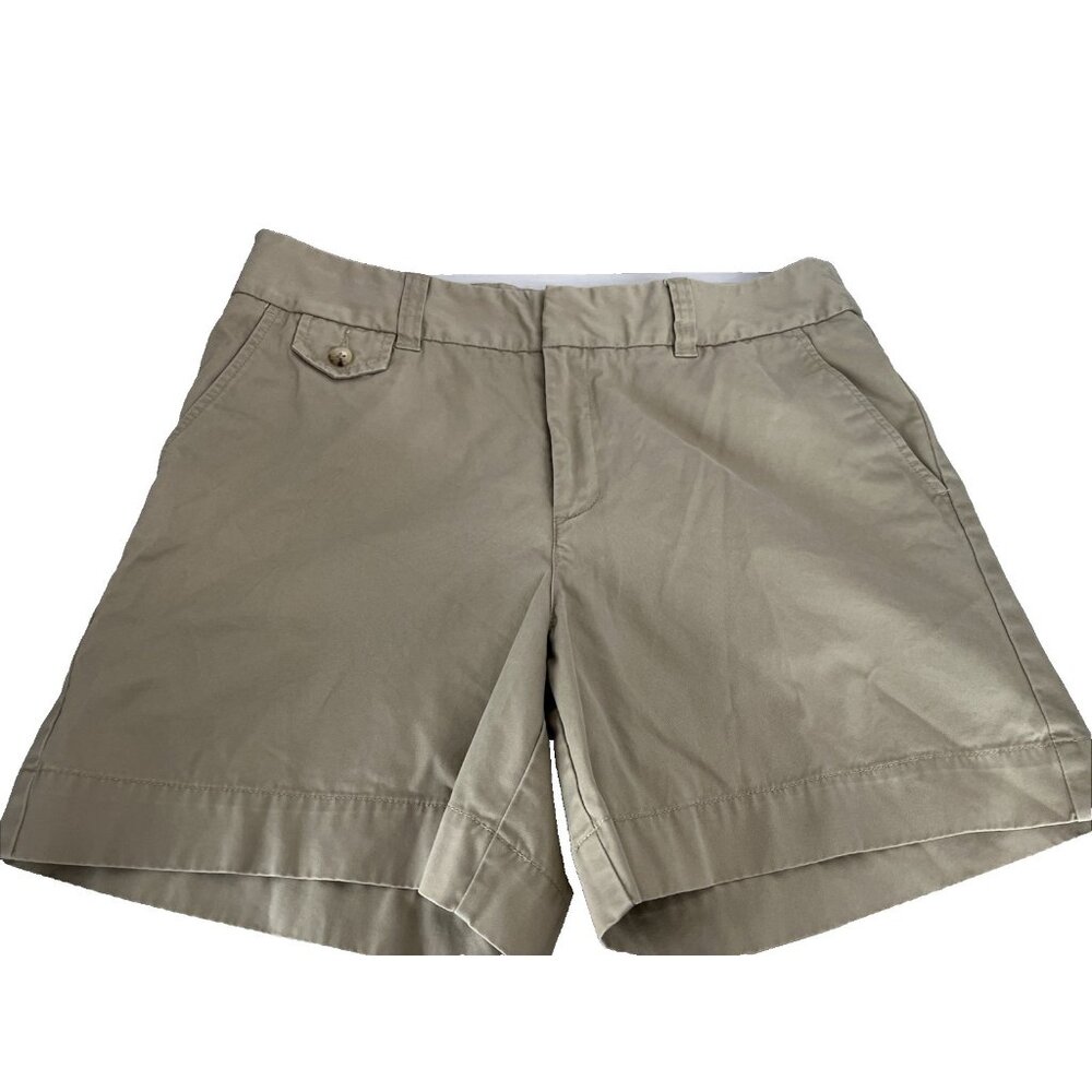 Eddie Bauer Mercer‎ Fit Shorts Size 12 Khaki Bermuda Zipper Cotton Slant Pockets